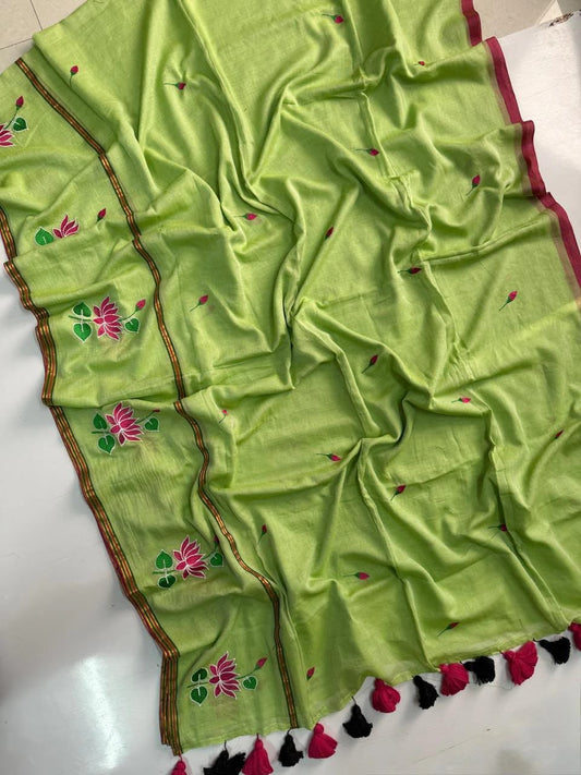 Mul Cotton Embroidered Saree