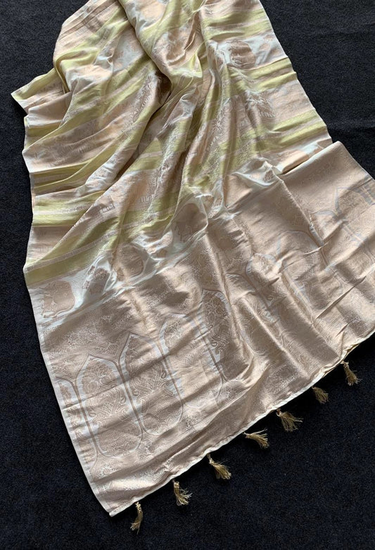 Khadi Crepe Tissue Paithani Silk Weaving Saree.
