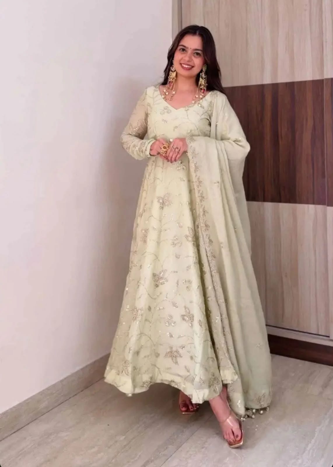 Fendy Silk Gown With Dupatta