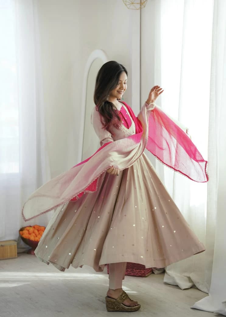 Roman Silk Anarkali Set
