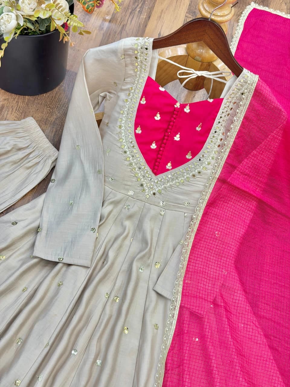 Roman Silk Anarkali Set