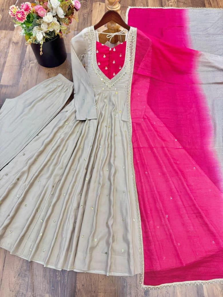 Roman Silk Anarkali Set