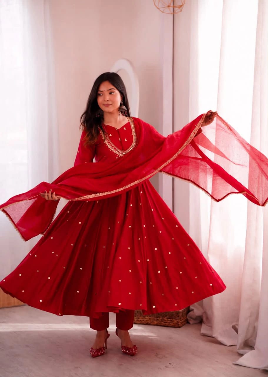 Roman Silk Anarkali Set