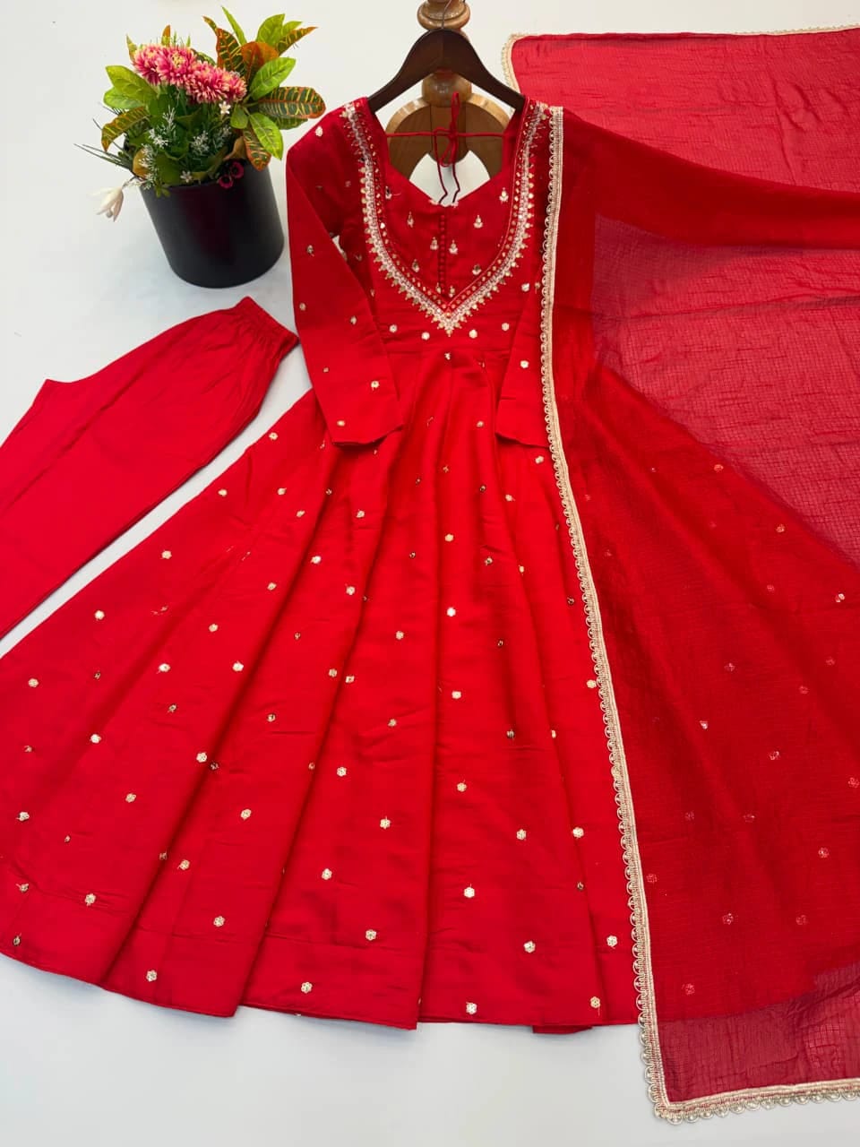 Roman Silk Anarkali Set