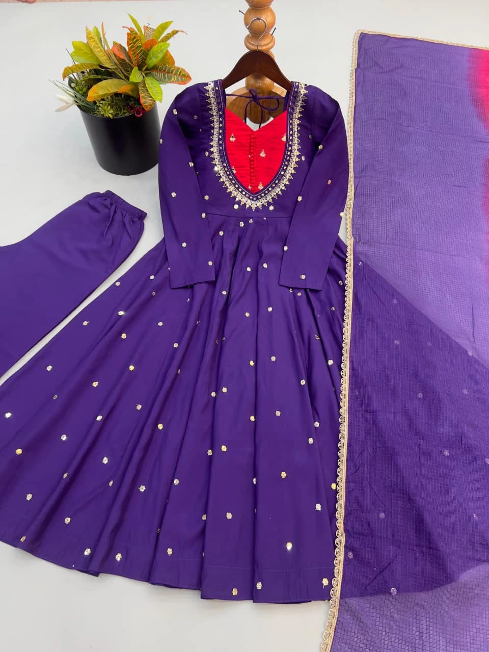 Roman Silk Anarkali Set