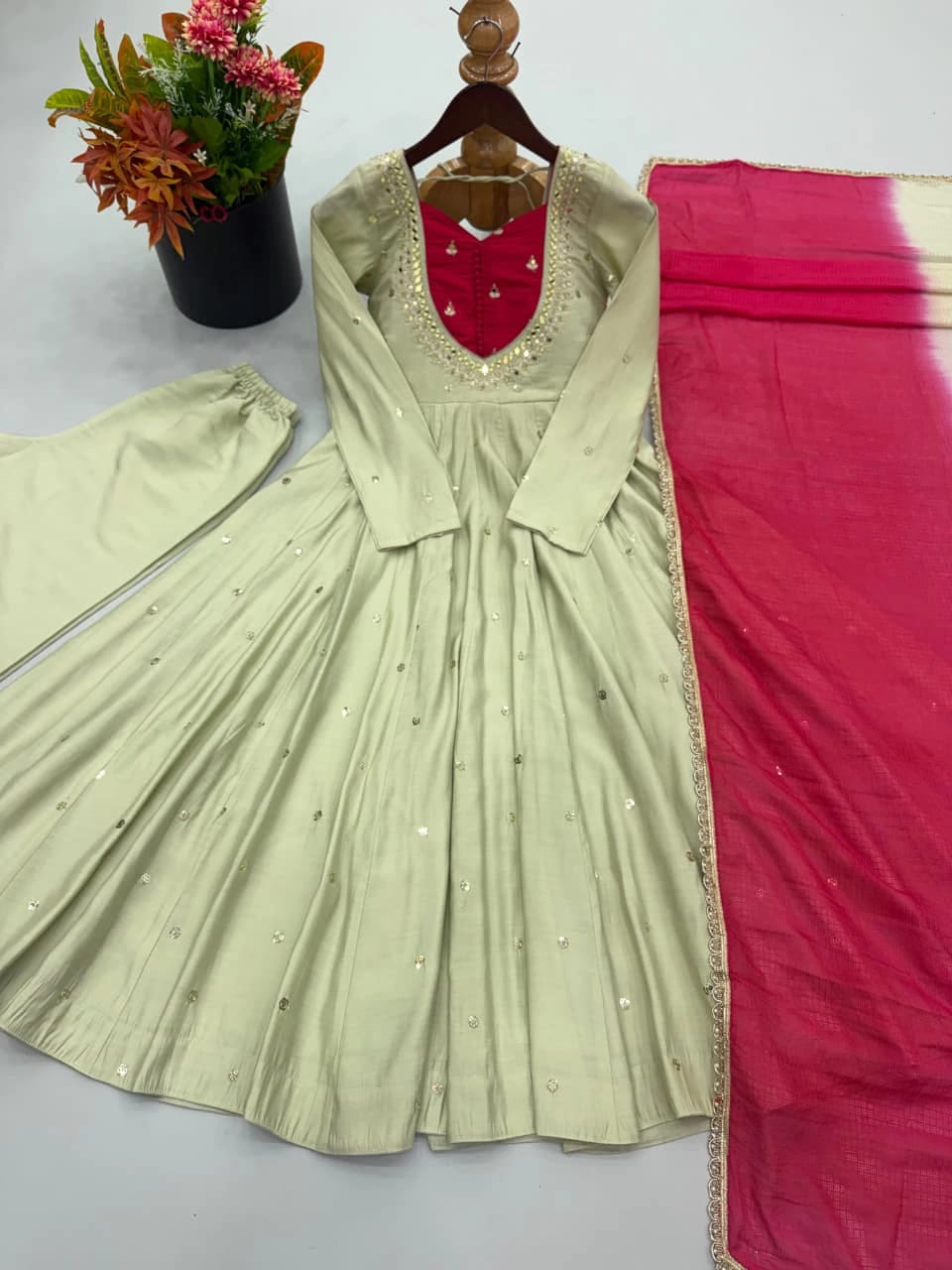 Roman Silk Anarkali Set