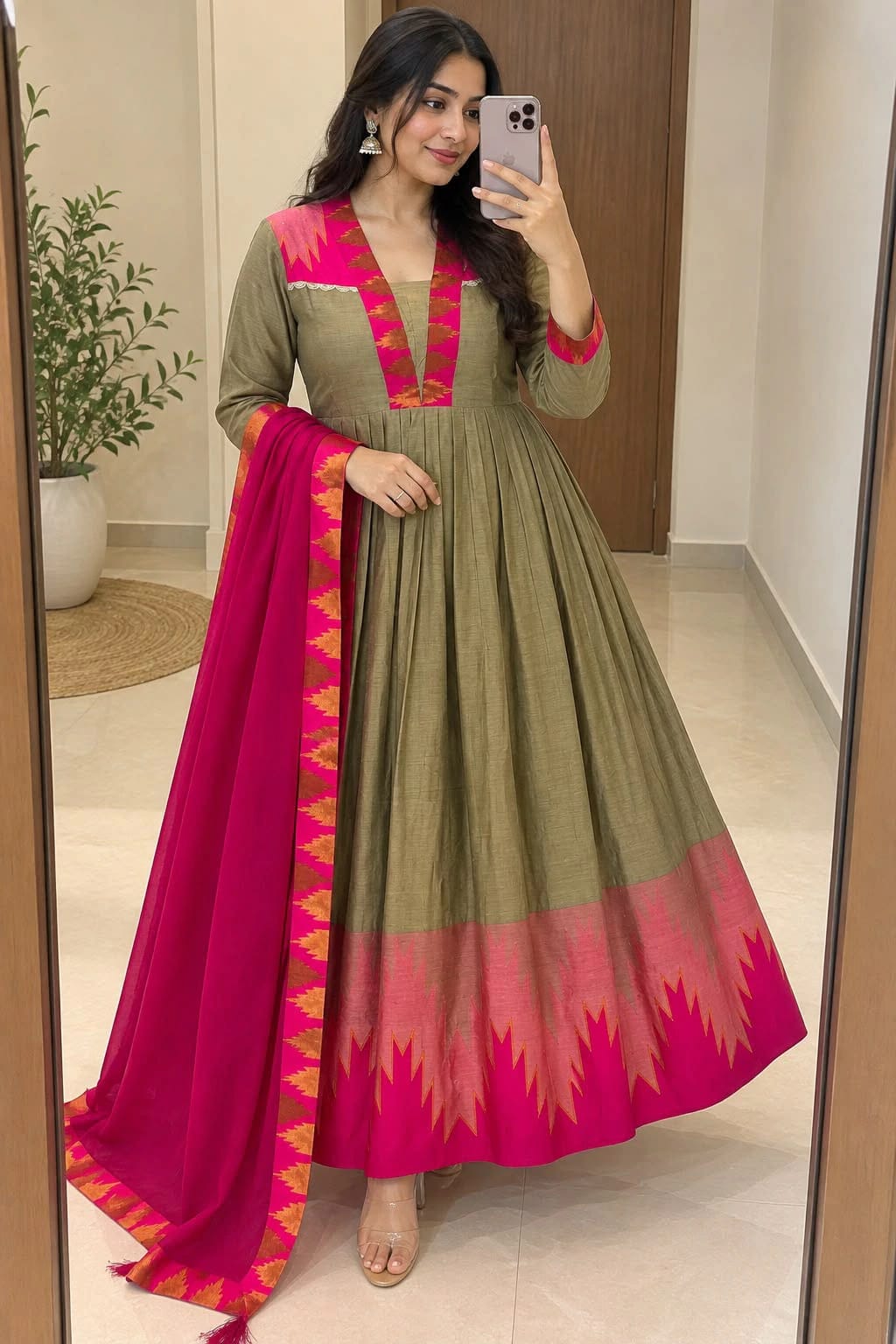 Cotton Spun Silk Anarkali