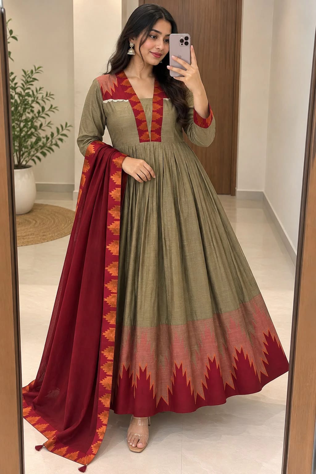 Cotton Spun Silk Anarkali