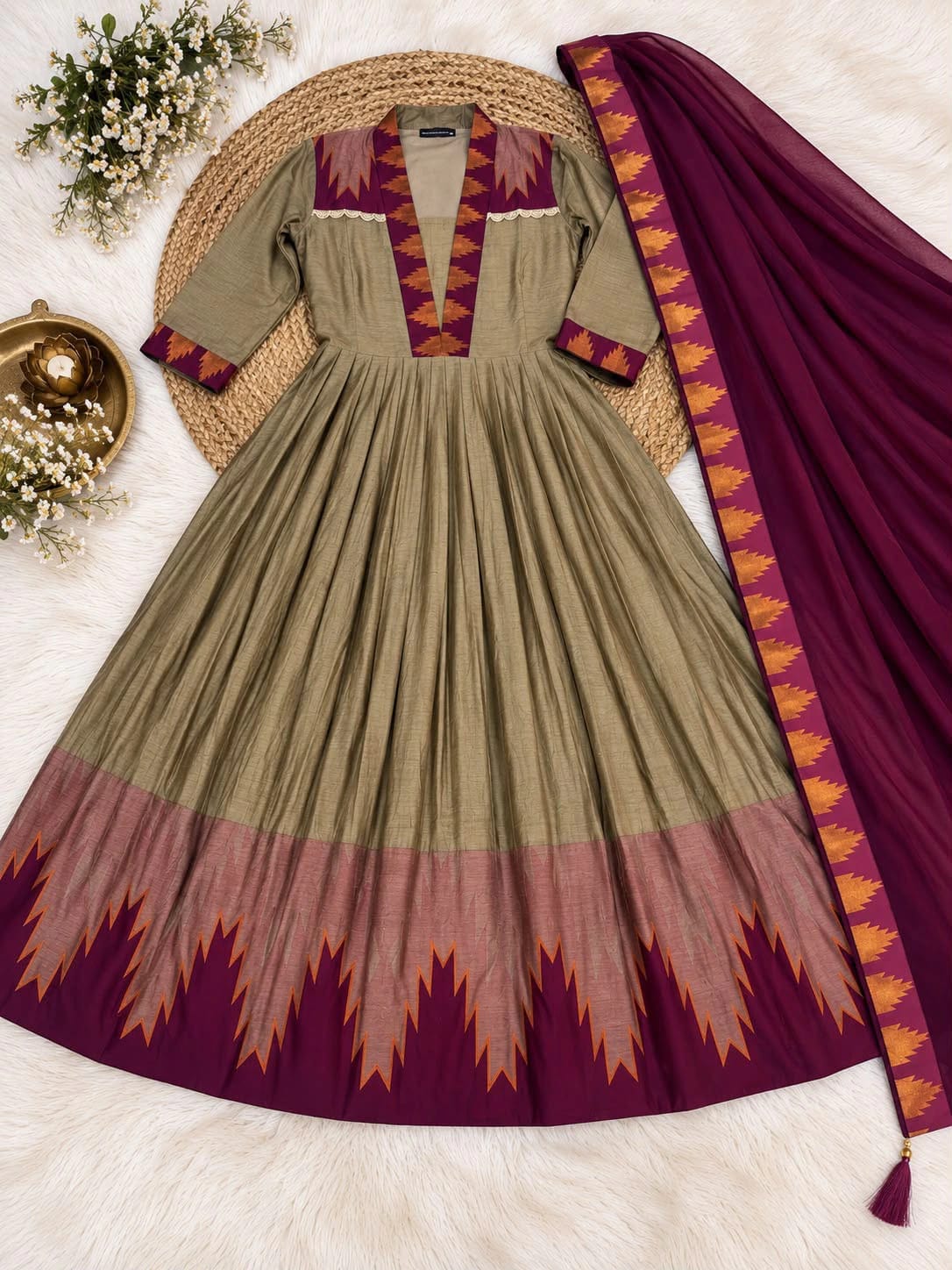 Cotton Spun Silk Anarkali