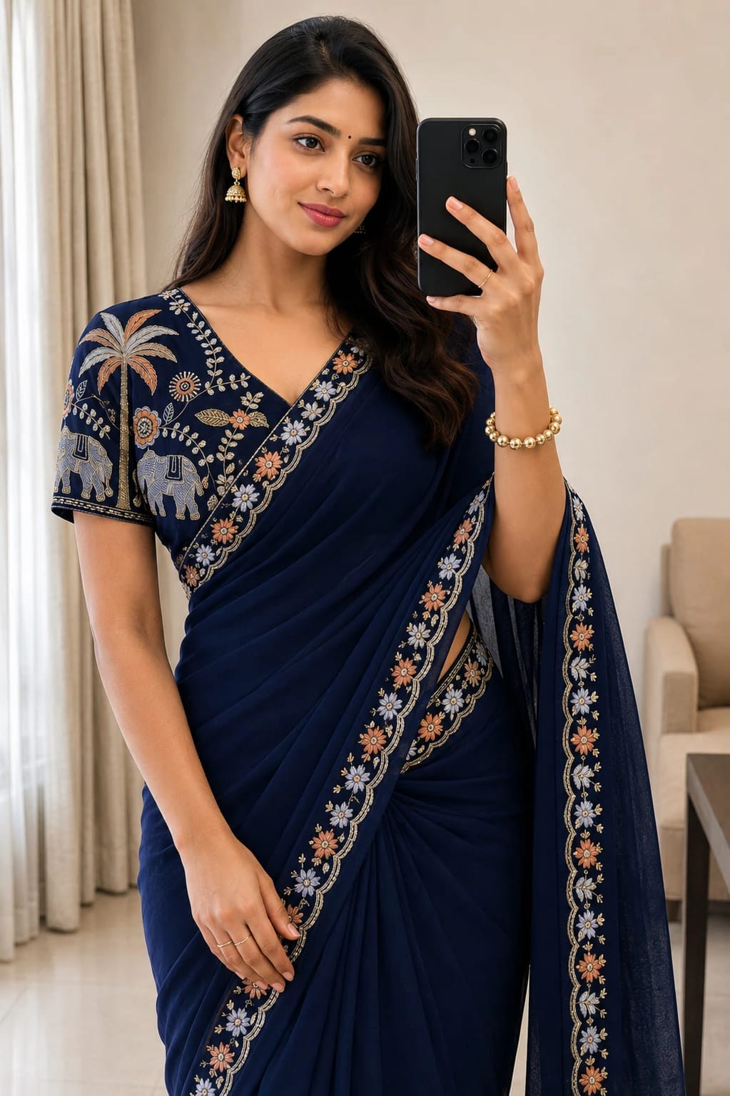 Georgette Embroidered saree