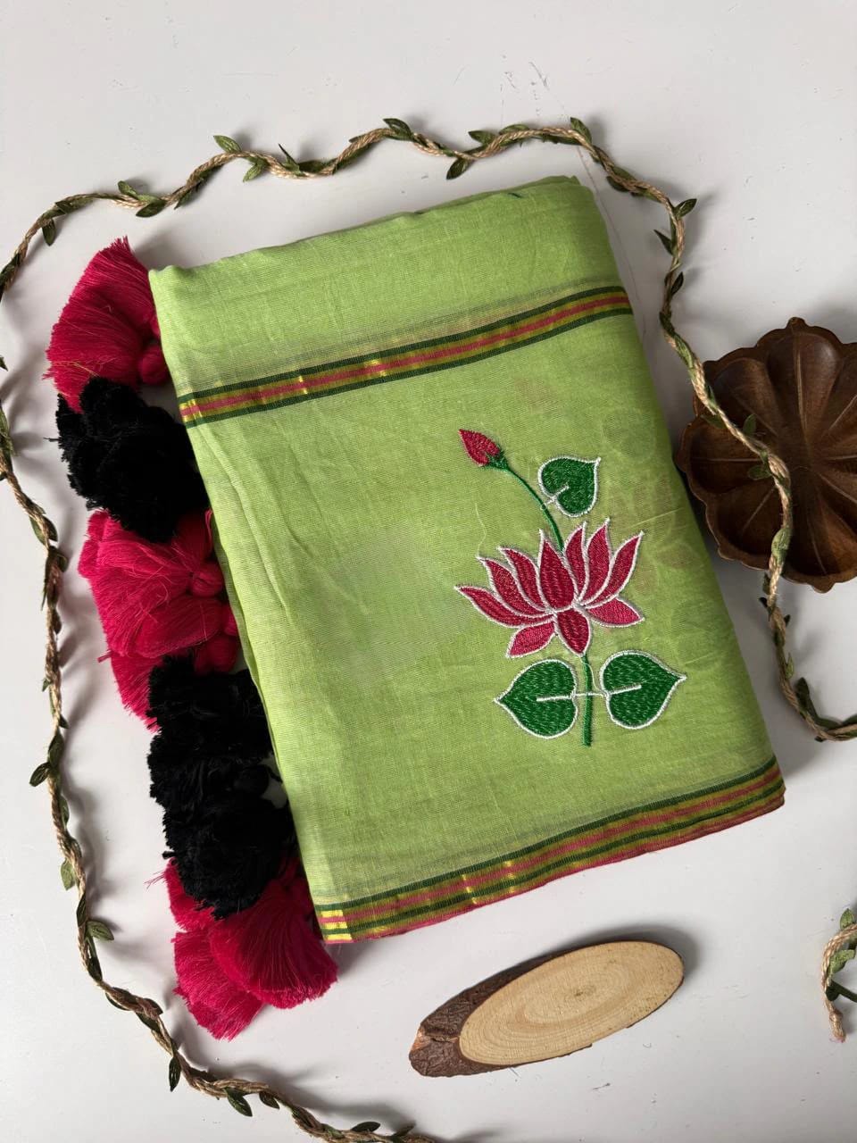 Mul Cotton Embroidered Saree
