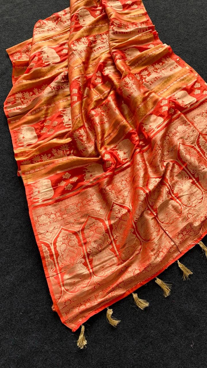 Khadi Crepe Tissue Paithani Silk Weaving Saree.