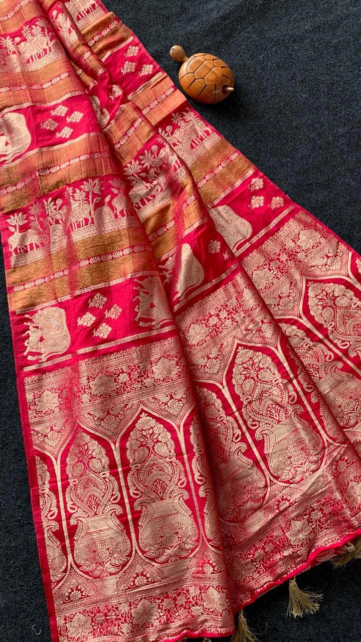 Khadi Crepe Tissue Paithani Silk Weaving Saree.