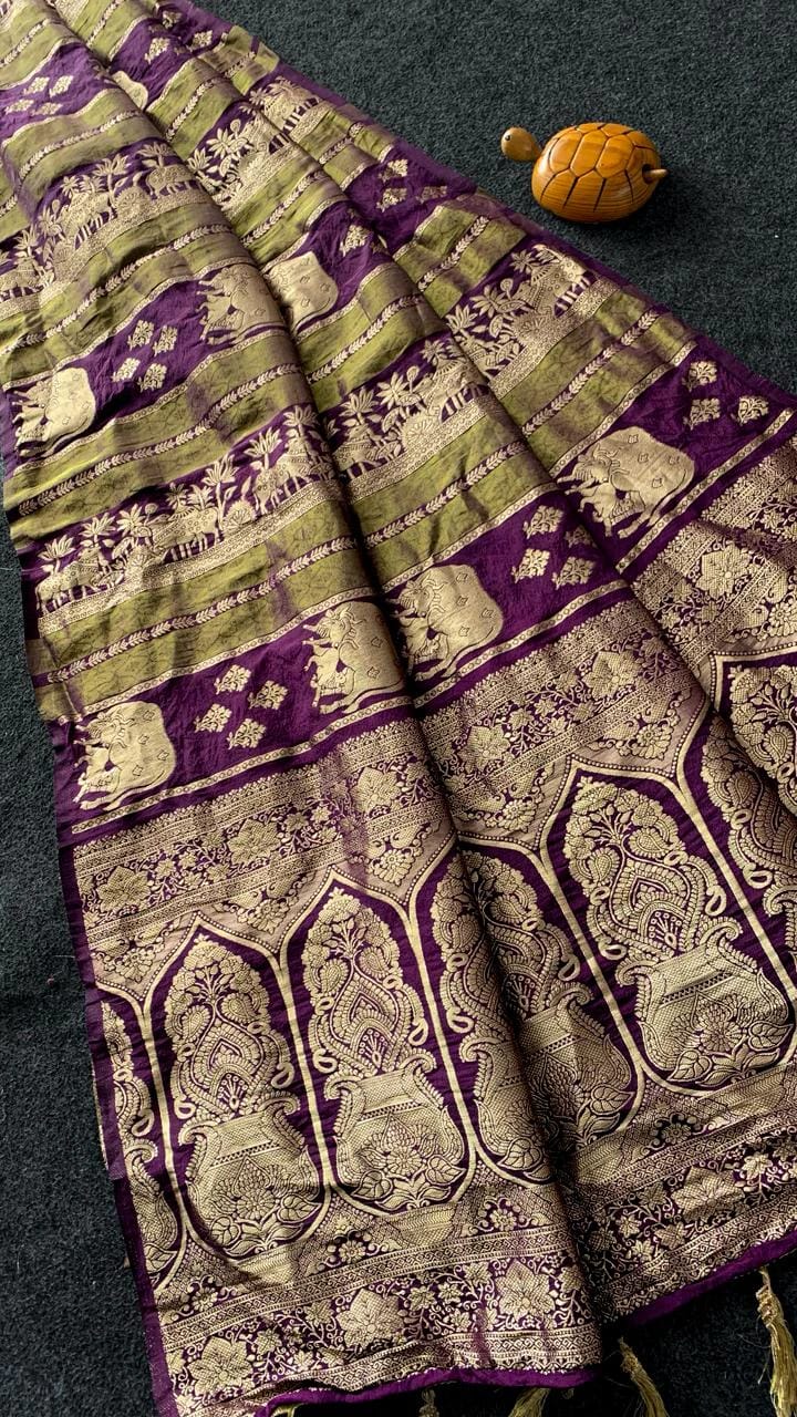 Khadi Crepe Tissue Paithani Silk Weaving Saree.