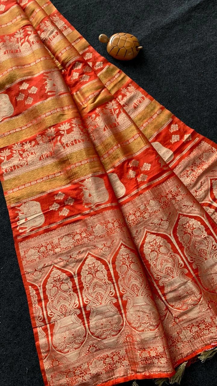 Khadi Crepe Tissue Paithani Silk Weaving Saree.