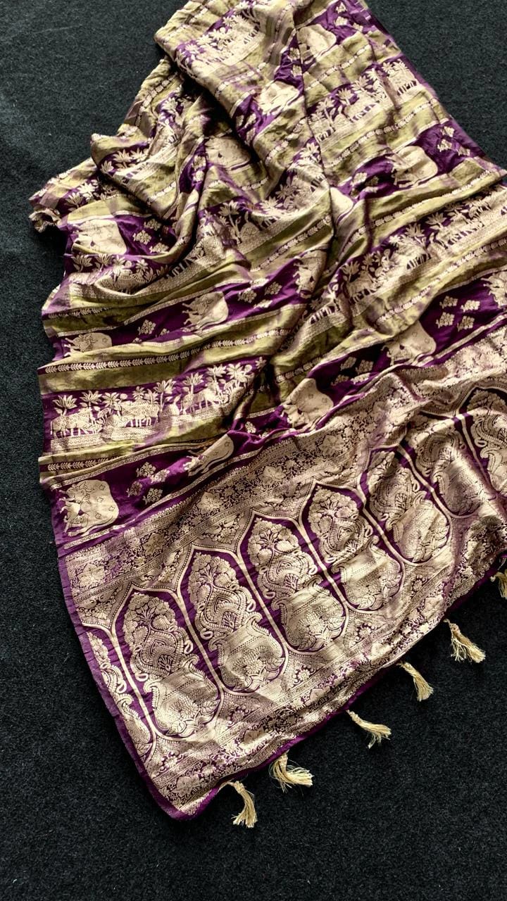 Khadi Crepe Tissue Paithani Silk Weaving Saree.