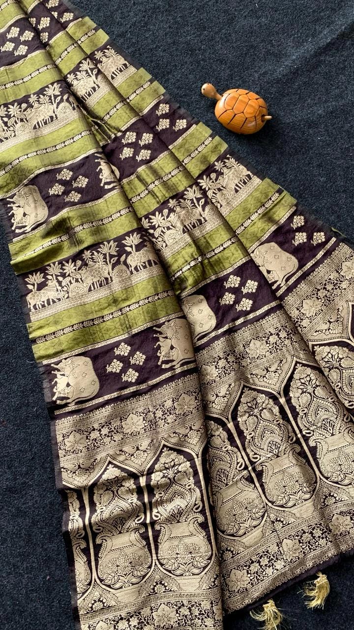 Khadi Crepe Tissue Paithani Silk Weaving Saree.
