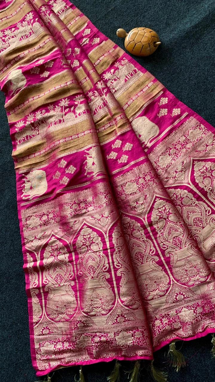 Khadi Crepe Tissue Paithani Silk Weaving Saree.