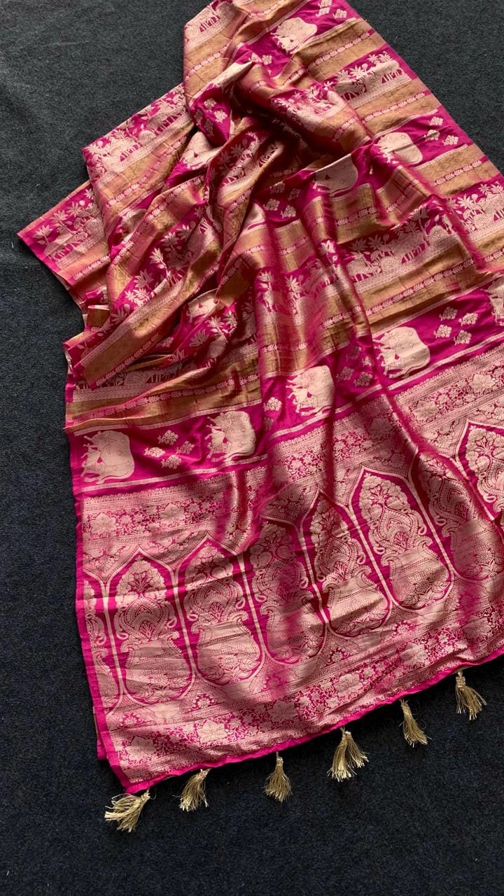 Khadi Crepe Tissue Paithani Silk Weaving Saree.