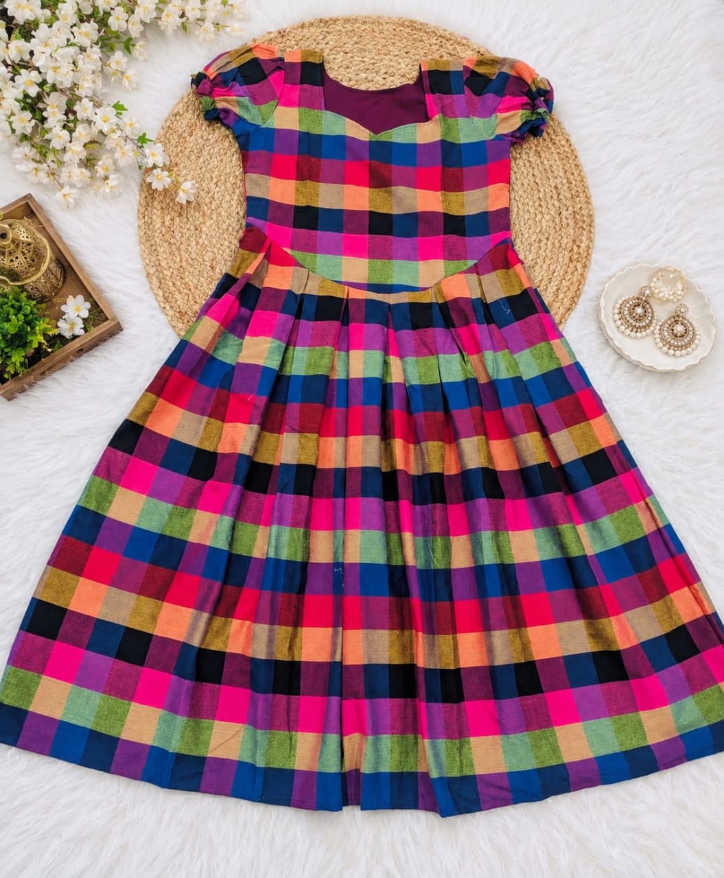 Cotton Madras Checks Dress
