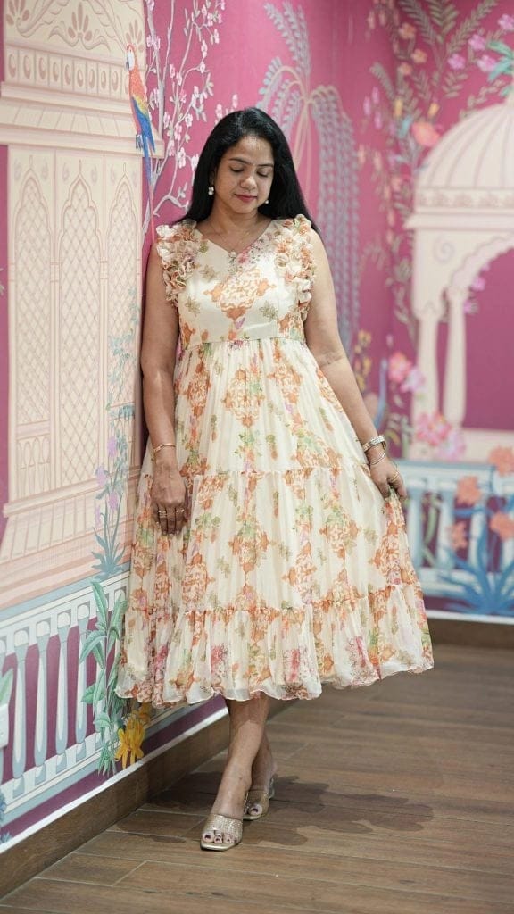 Georgette Floral Gown Dress